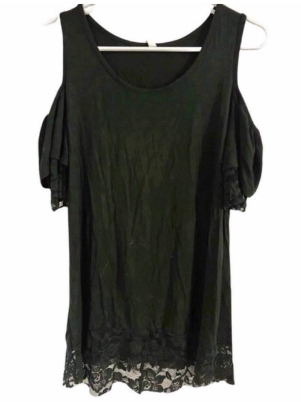 Pinkblush Maternity Black Cold Shoulder Lace Top Size M